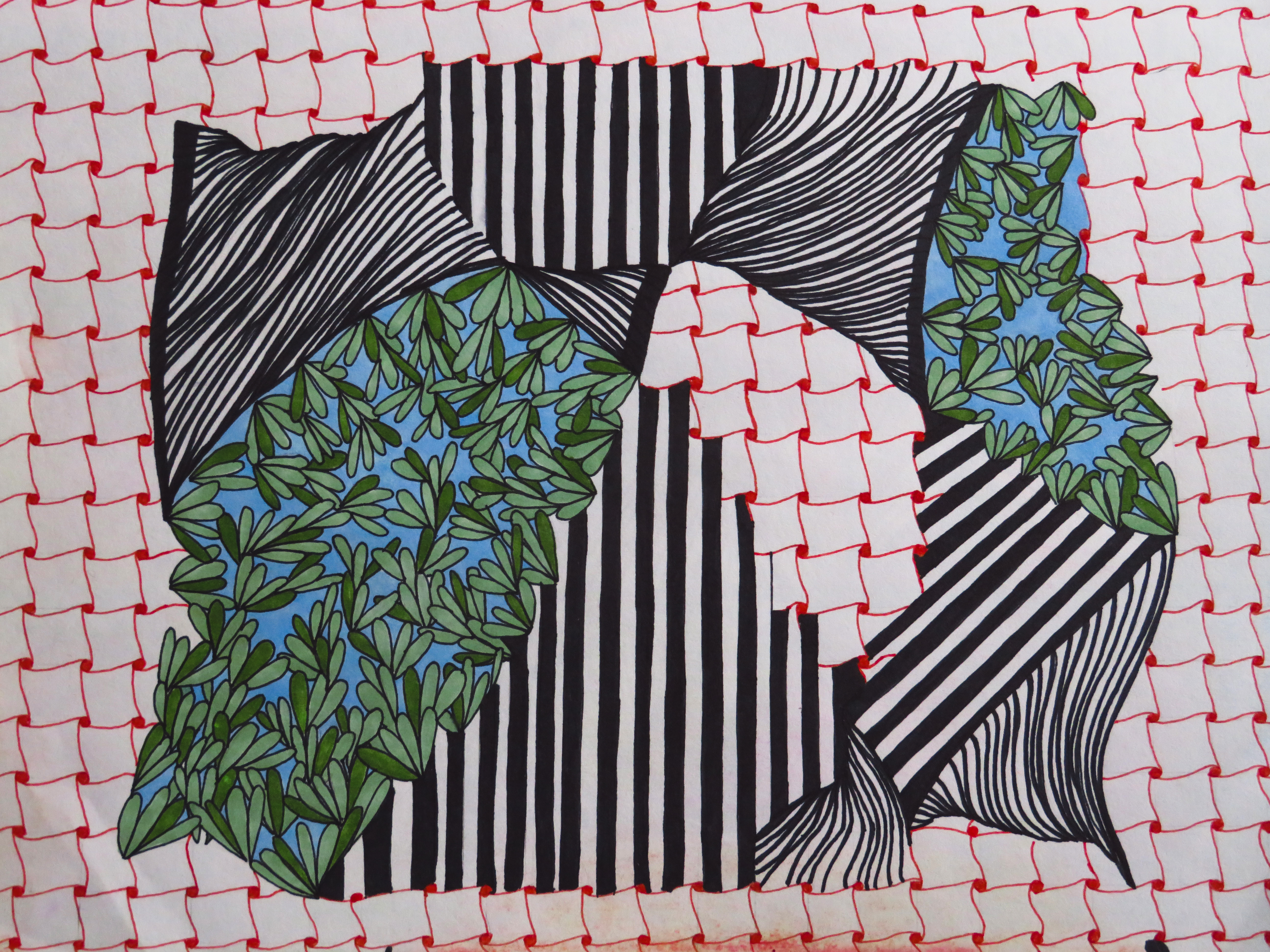 Leafy & Striped Zen Doodle